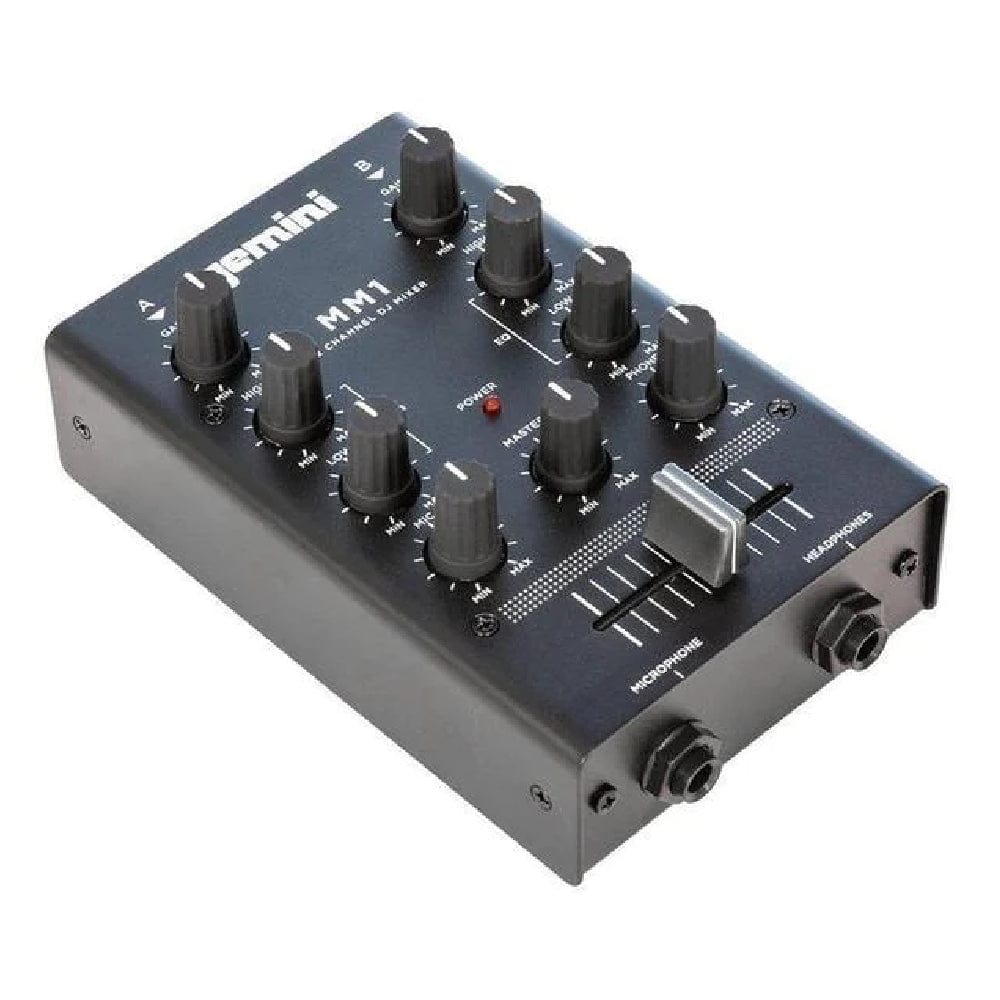 gemini dj mixers black gemini mm1 2-channel pocket-sized dj mixer