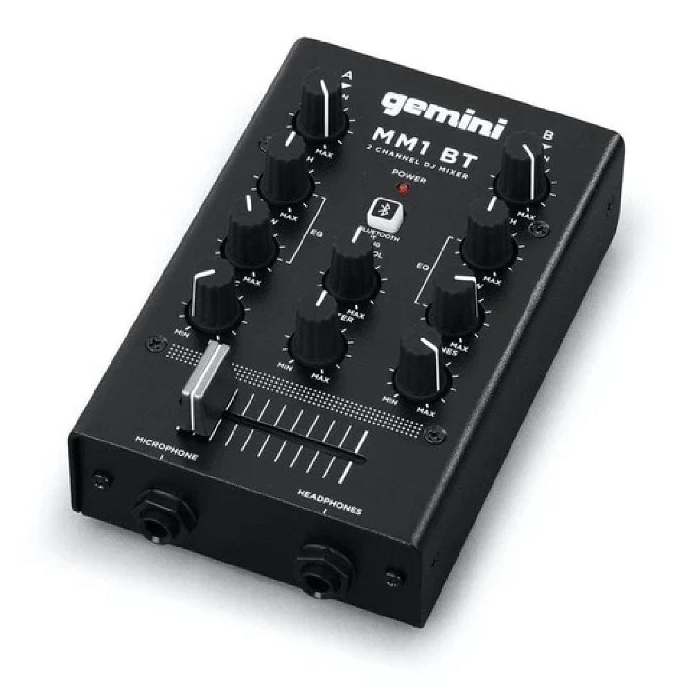gemini dj mixers black gemini mm1bt 2-channel professional analog dj mixer with bluetooth input #color_black-red
