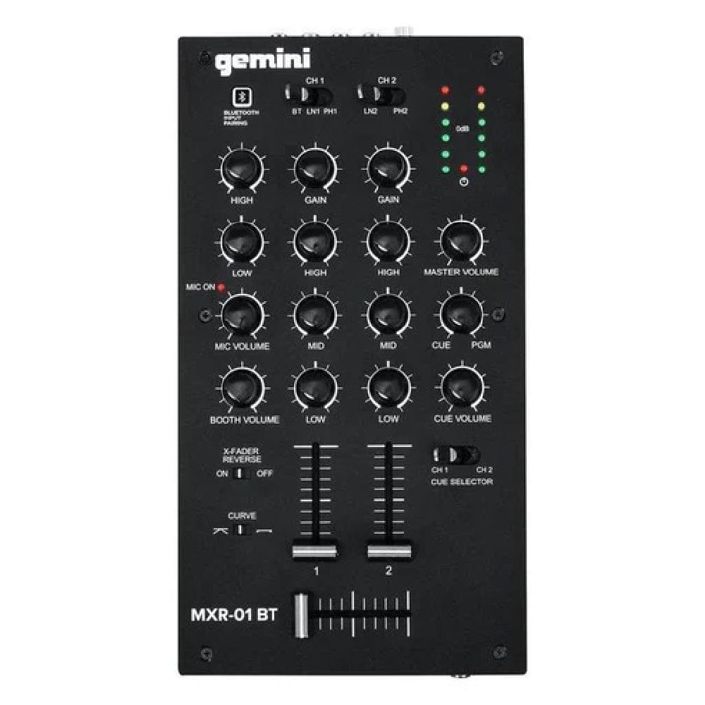 gemini dj mixers black gemini mxr 01 bt 2-channel professional dj mixer with bluetooth input