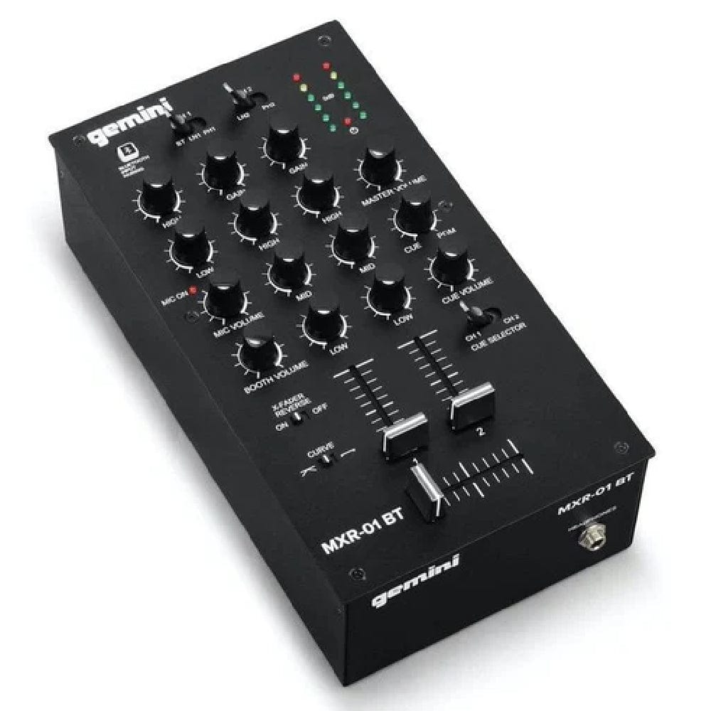 gemini dj mixers black gemini mxr 01 bt 2-channel professional dj mixer with bluetooth input #color_grey