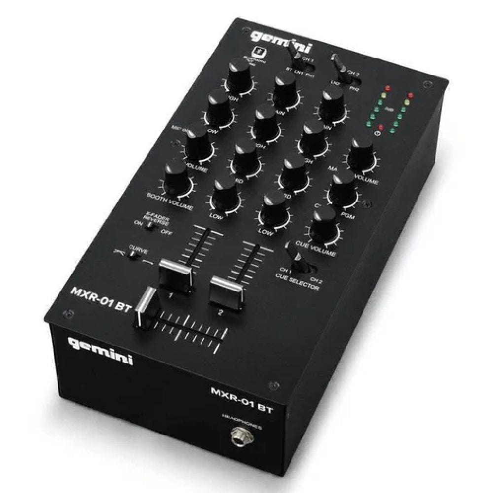 gemini dj mixers black gemini mxr 01 bt 2-channel professional dj mixer with bluetooth input