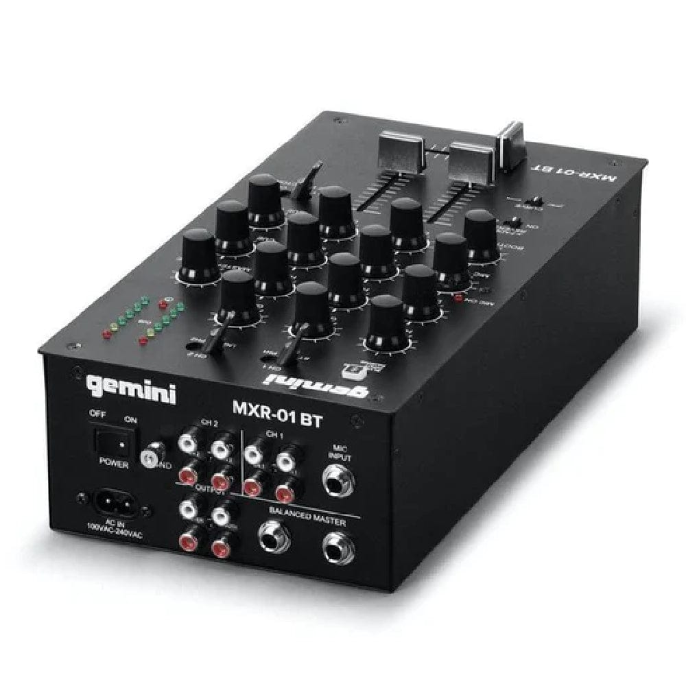 gemini dj mixers black gemini mxr 01 bt 2-channel professional dj mixer with bluetooth input #color_grey