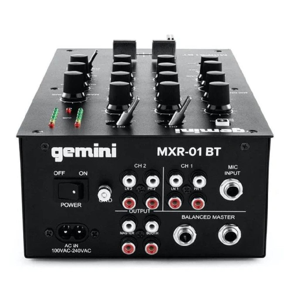 gemini dj mixers black gemini mxr 01 bt 2-channel professional dj mixer with bluetooth input