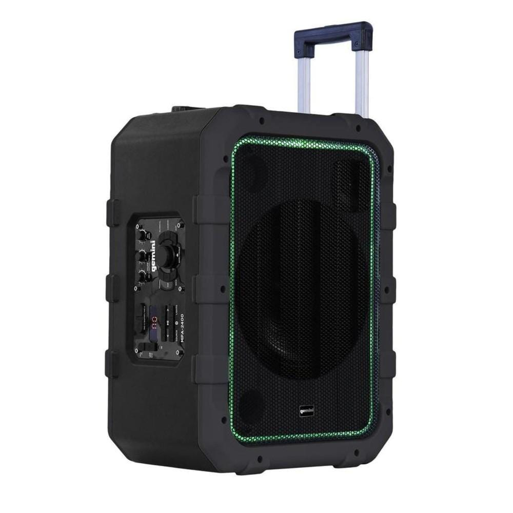 gemini multimedia speakers gemini mpa-2400 rechargeable weather resistant trolley speaker