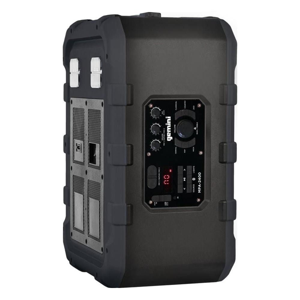 gemini multimedia speakers gemini mpa-2400 rechargeable weather resistant trolley speaker