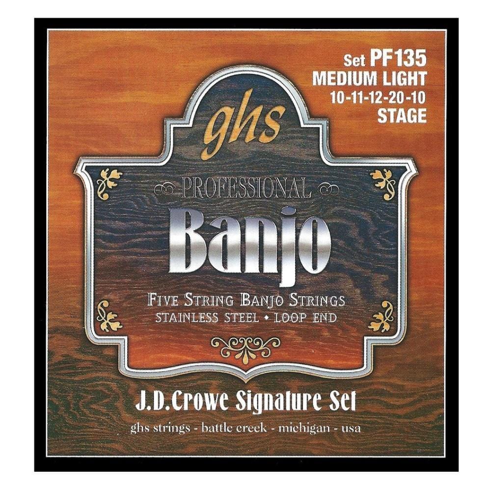 ghs banjo strings ghs strings pf135 j.d. crowe signature series 5-string stainless steel banjo strings - 10-20