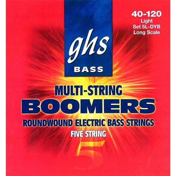 ghs bass guitar strings ghs 5l-dyb boomers bass guitar strings - light, 40-120, 5-string, roundwound