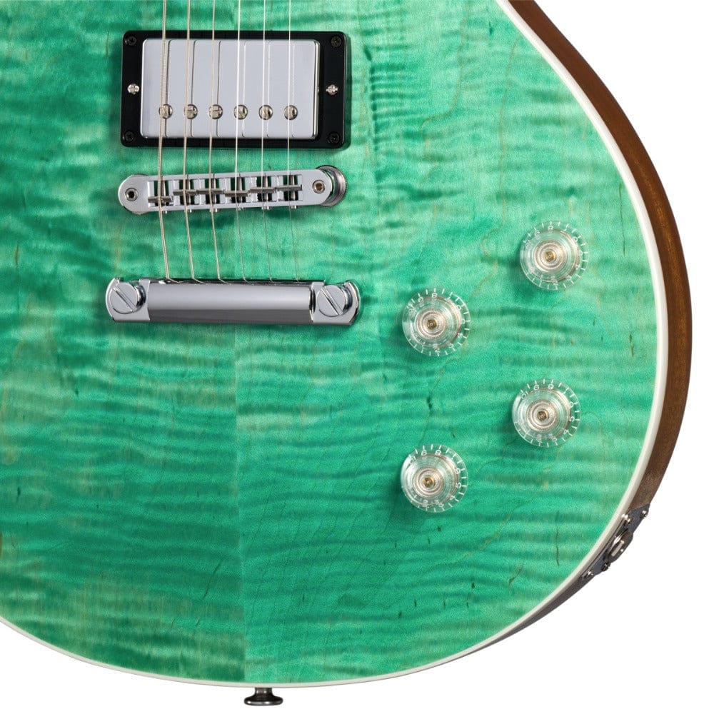 gibson electric guitars gibson les paul modern figured 6 string electric guitar #color_seafoam-green