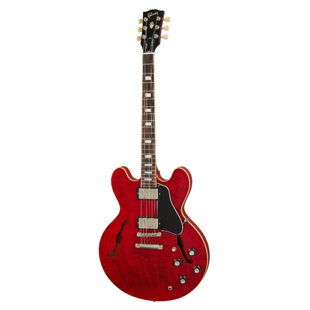 gibson electric guitars sixties cherry gibson es-335 figured 6 string hollowbody electric guitar
