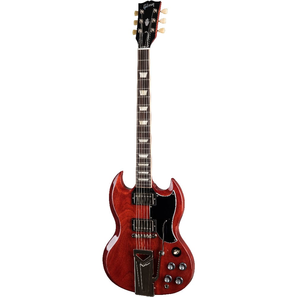 gibson electric guitars vintage cherry gibson sg standard 61 sideways vibrola 6 string electric guitar