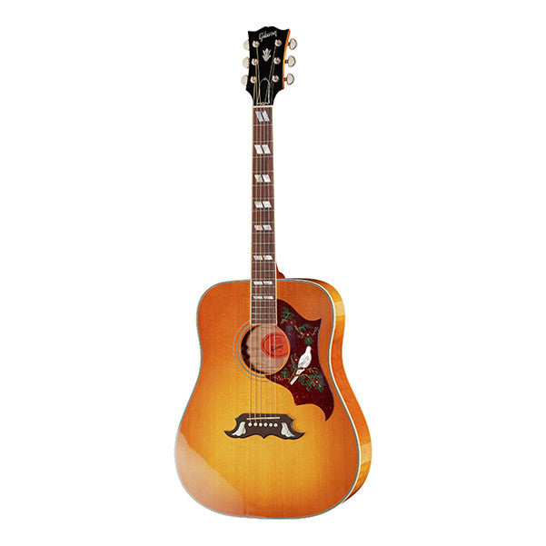 gibson electro acoustic guitars gibson dove quilt ltd 2016 dreadnought electro acoustic guitar - heritage cherry sunburst