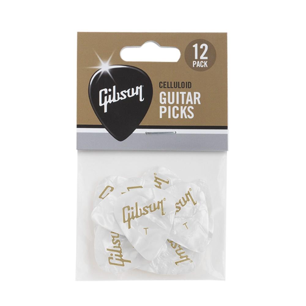 gibson picks gibson aprw12-74 white pearloid picks- pack of 12 #size_thin