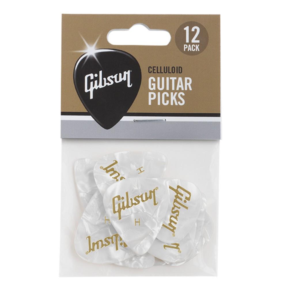 gibson picks gibson aprw12-74 white pearloid picks- pack of 12