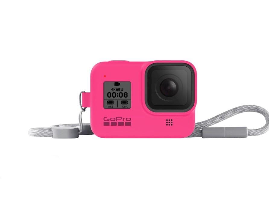gopro action camera accessories electric pink gopro sleeve & lanyard for hero8 #color_electric-pink