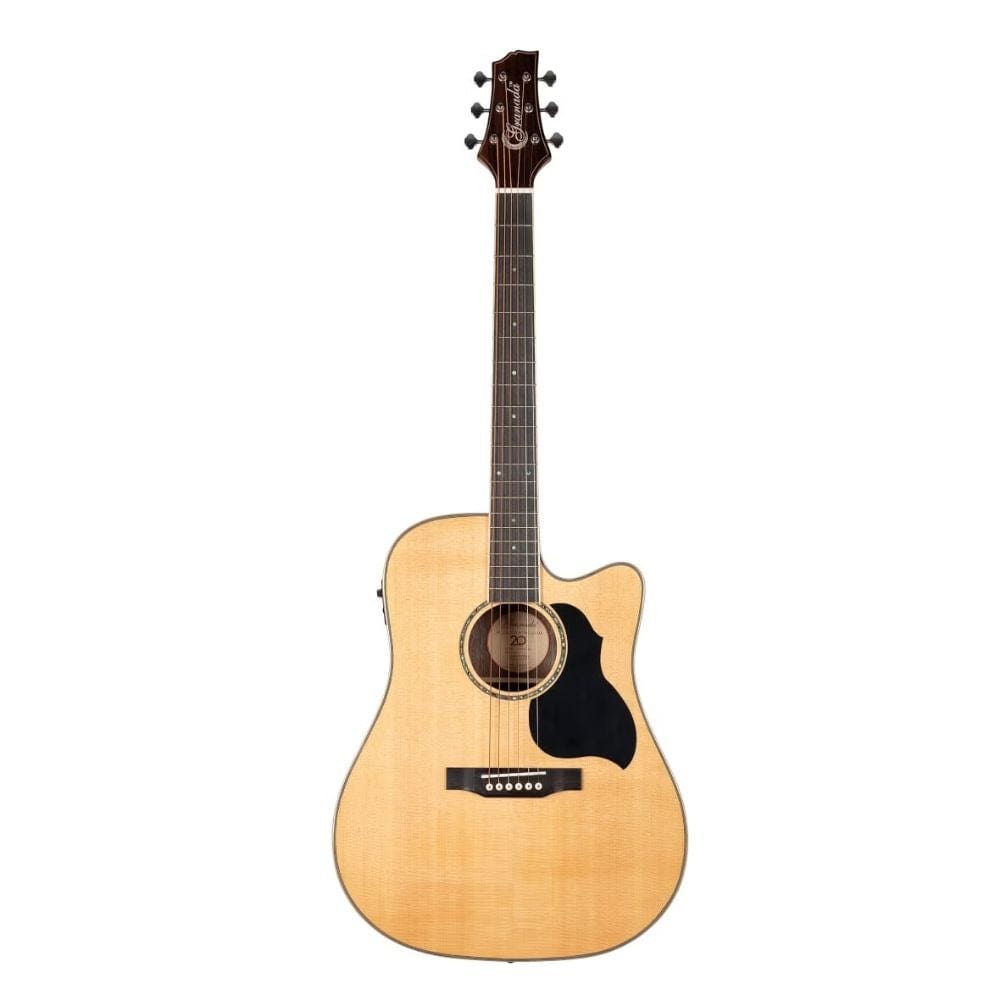 granada electro acoustic guitars natural gloss granada gs345d-ceq 6 string electro acoustic guitar with fishman pickup - natural gloss #color_natural-gloss