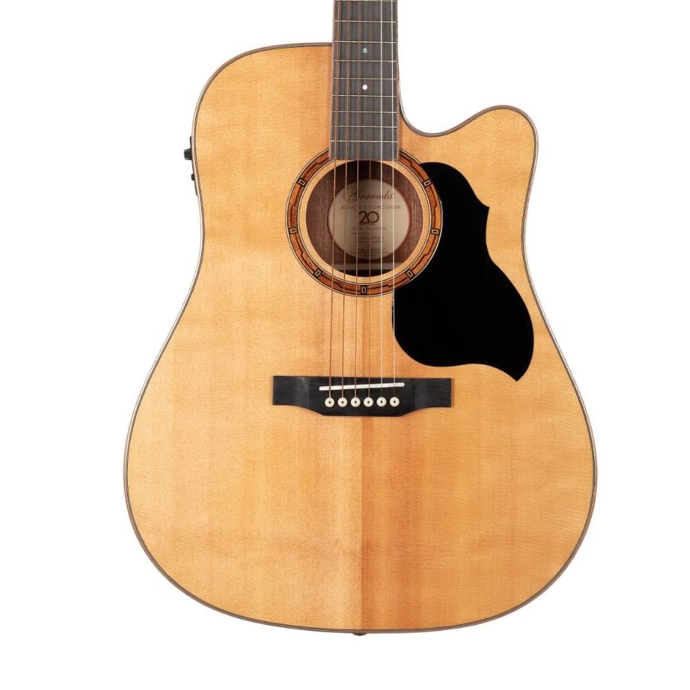 granada electro acoustic guitars natural gloss granada gs355a-ceq 6 string electro acoustic guitar with fishman pickup - natural gloss