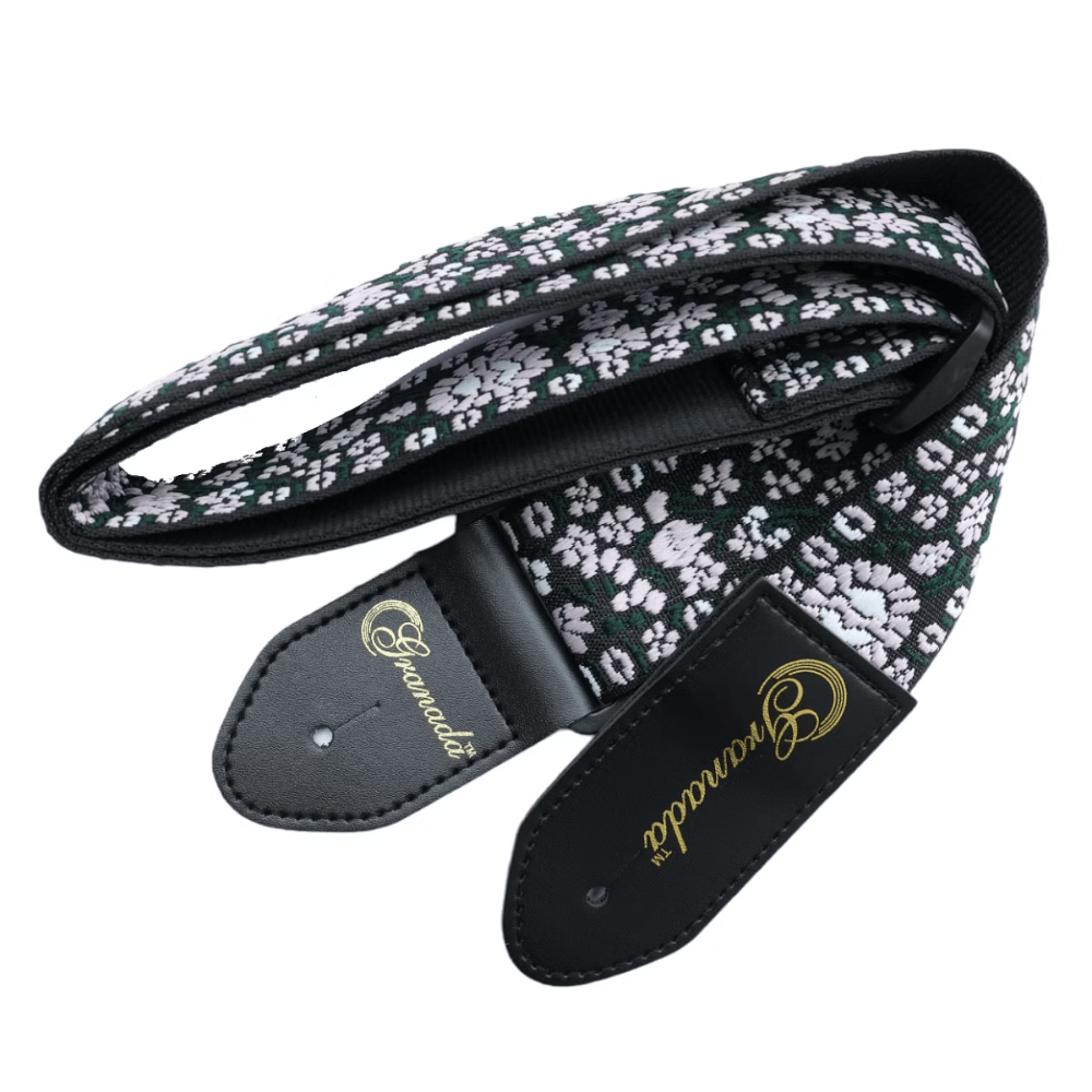 granada guitar straps black granada gs03 jacquard woven fabric guitar strap - black