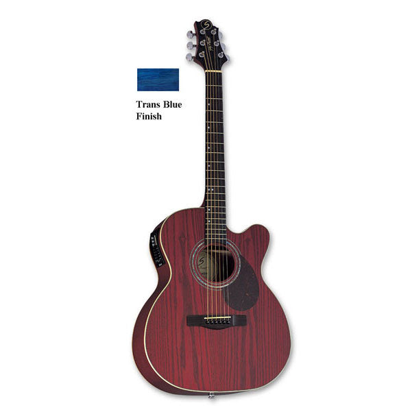greg bennett electro acoustic guitars greg bennett electro acoustic guitar cutaway orchestra model om-4ce-trans blue