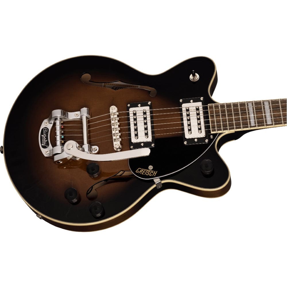 gretsch electric guitars gretsch g2655t streamliner center block jr. double-cut with bigsby 6 string electric guitar #color_brownstone-maple