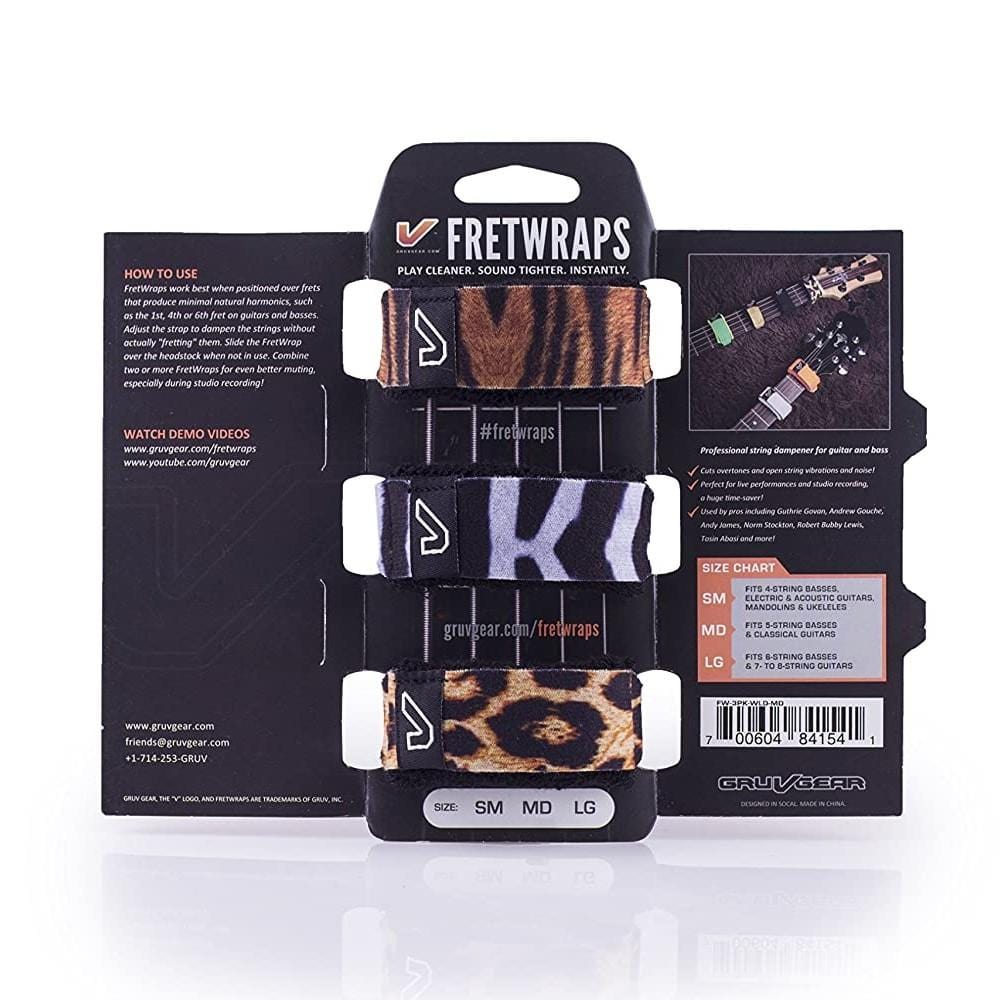 gruv gear dampeners and mutes wild / medium / pack of 3 gruv gear gg-fw fret wraps string muter #color_wild,size_medium,pack_pack-of-3
