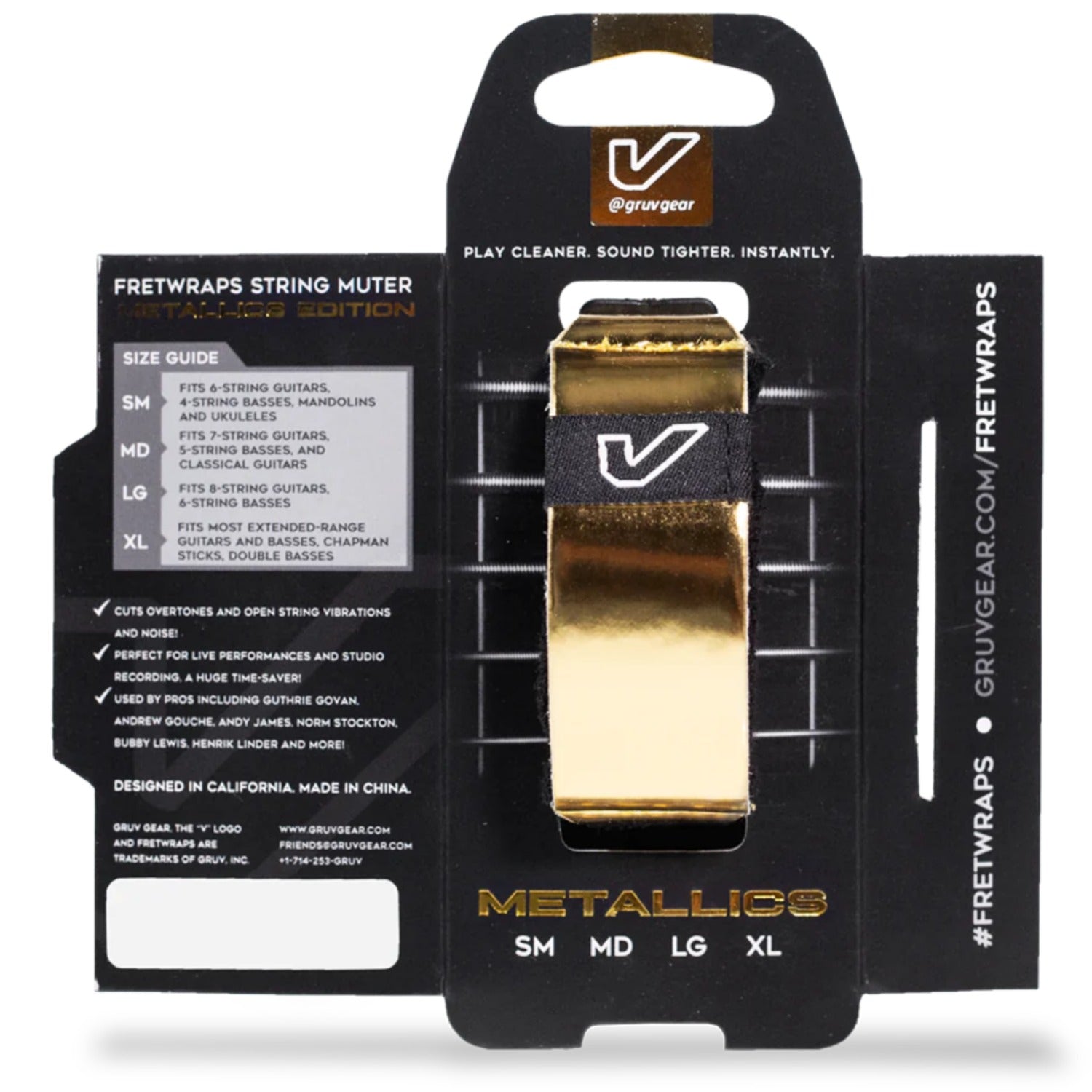 Gruv Gear Guitar Dampeners And Mutes Gold / Medium / Pack of 1 GruvGear FW1-GLD Metallics Edition FretWraps