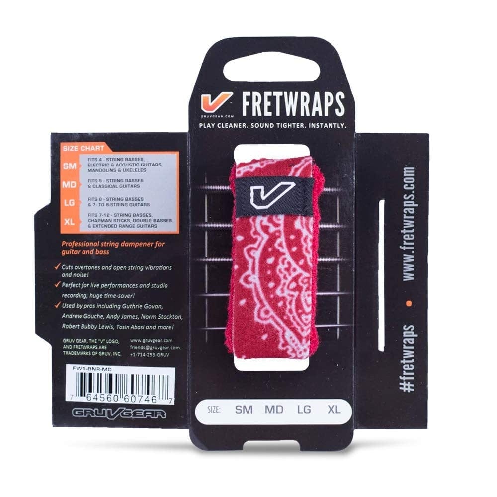 Gruv Gear Guitar Dampeners And Mutes Red Bandana / Medium / Pack of 1 Gruv Gear FW1 BNR Bandana Fret Wraps String Muter