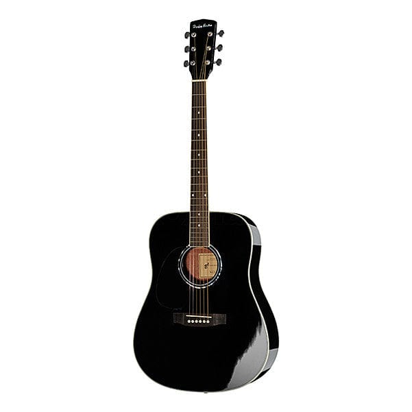 harley benton acoustic guitars harley benton d-120 left handed dreadnought acoustic guitar - black glossy - open box