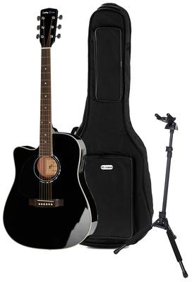 harley benton acoustic guitars harley benton d-120ce-lh bk bundle