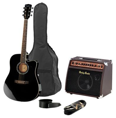 harley benton acoustic guitars harley benton hbd120 ce bk bundle