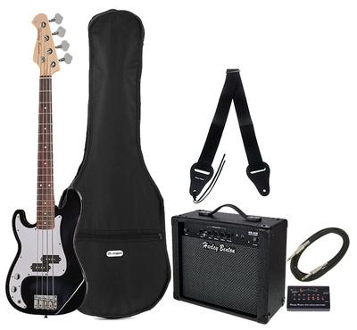 harley benton bass guitars harley benton pb-shorty lh bk std. set 1