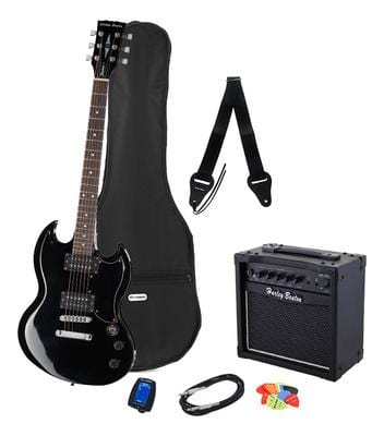 harley benton electric guitars harley benton dc-200 bk student serie bundle