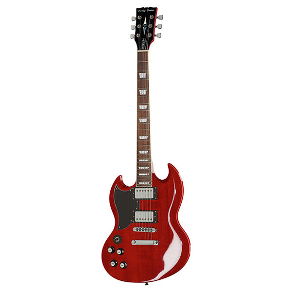 harley benton electric guitars harley benton dc-580 left handed vintage series electric guitar - cherry high gloss