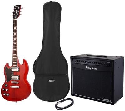 harley benton electric guitars harley benton dc-580lh ch vintage ser bundle