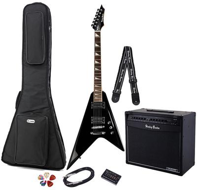 harley benton electric guitars harley benton r-10 bk rock series bundle 3
