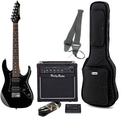harley benton electric guitars harley benton rg-junior bk bundle 2