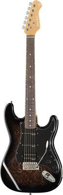 harley benton electric guitars harley benton st-70 black paisley