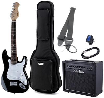 harley benton electric guitars harley benton st-mini bk bundle 1