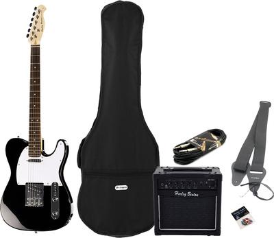 harley benton electric guitars harley benton te-20 bk standard serie set 1