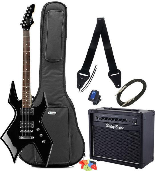 harley benton electric guitars harley benton wl-20bk rock series bundle 4