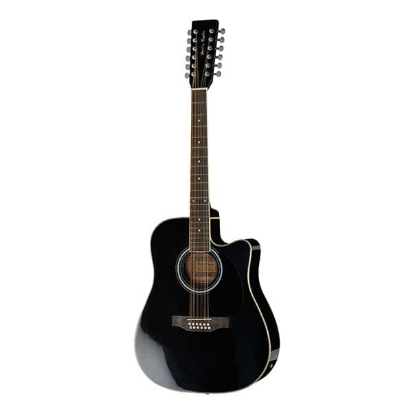 harley benton electro acoustic guitars black harley benton hbd200-12 dreadnought cutaway electro acoustic guitar #color_black
