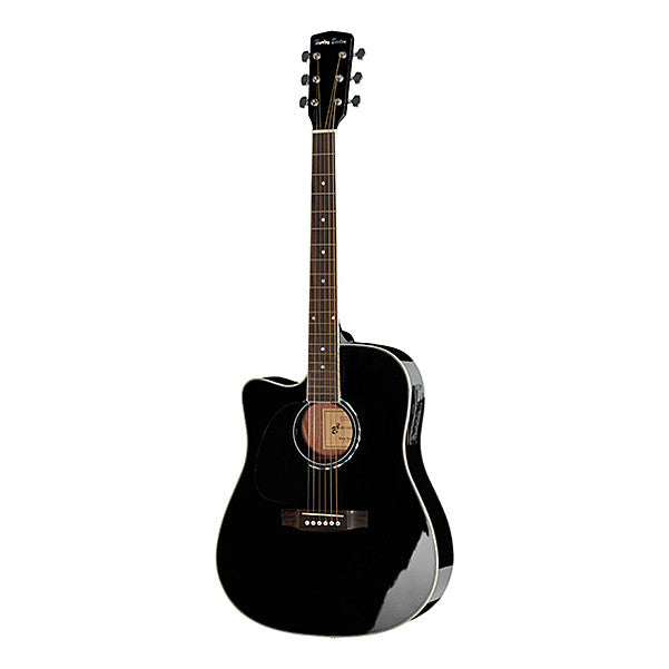 harley benton electro acoustic guitars harley benton d-120ce lh dreadnought cutaway electro acoustic guitar - black gloss
