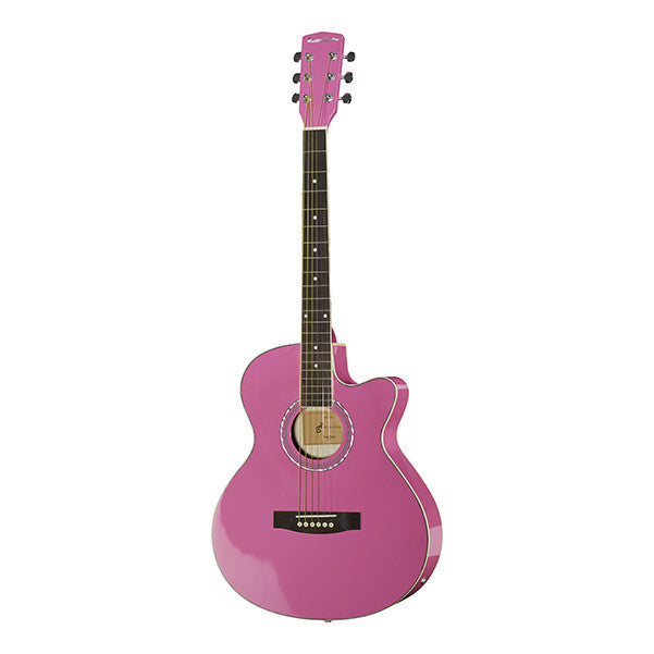 harley benton electro acoustic guitars harley benton eax-10 cutaway electro acoustic guitar - pink high gloss
