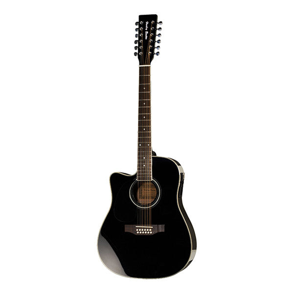harley benton electro acoustic guitars harley benton hbd200-12 left handed cutaway electro acoustic guitar - black