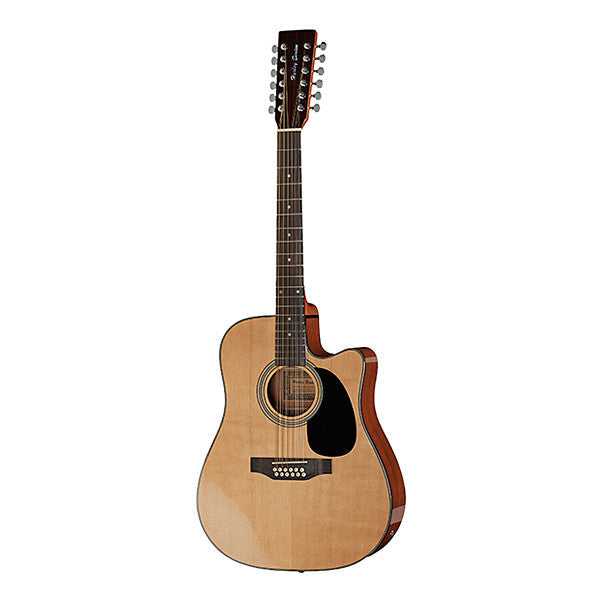 harley benton electro acoustic guitars natural harley benton hbd200-12 dreadnought cutaway electro acoustic guitar #color_natural
