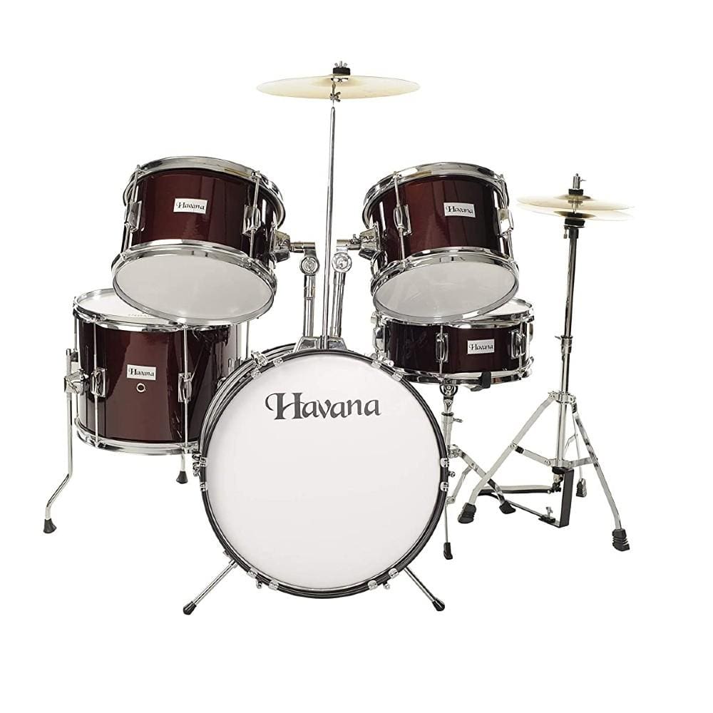 havana acoustic drum kits havana 104-5wr 5-piece junior acoustic drum set with hardware- wine red