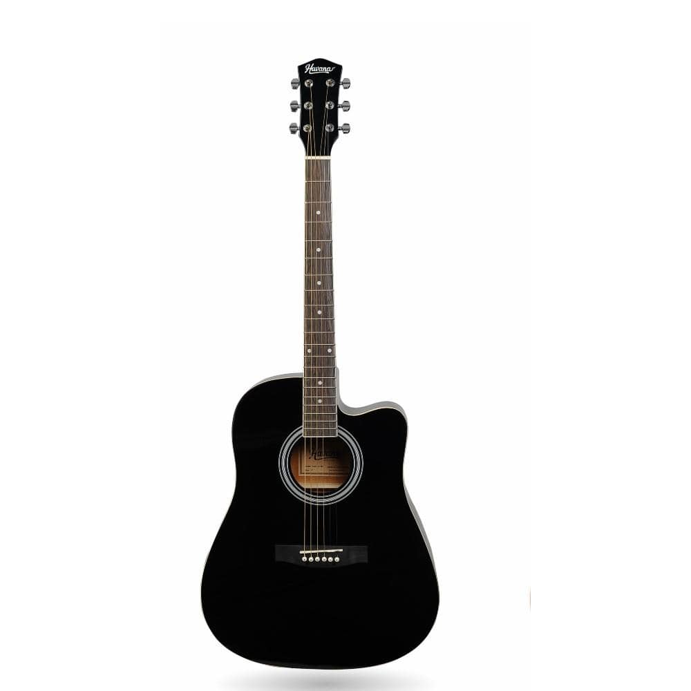 havana acoustic guitars black havana aag 41 41" jumbo cutaway acoustic guitar #color_black