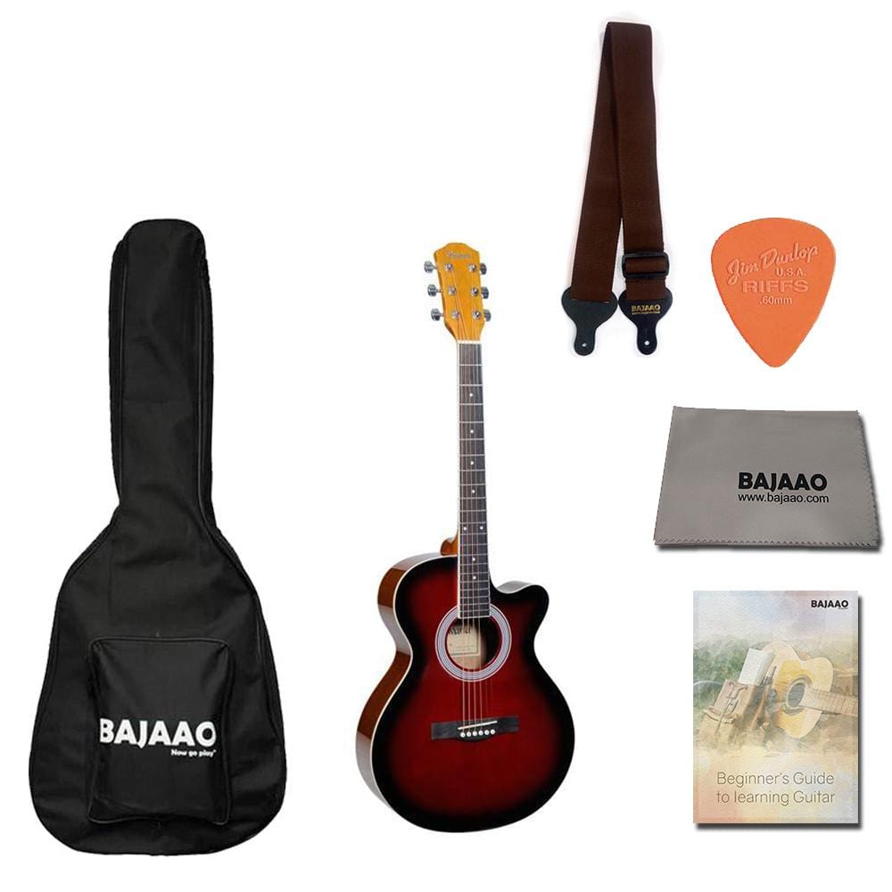 havana acoustic guitars bundle / red burst havana fa391c 39-inch cutaway acoustic guitar #type_bundle,color_red-burst