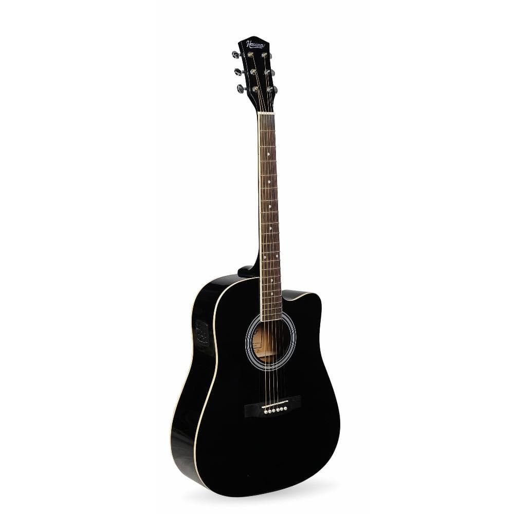 havana electro acoustic guitars black havana aag-41 41" jumbo cutaway acoustic guitar with 5 band eq & gt-3 tuner #color_black