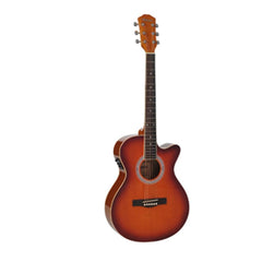 Havana Electro Acoustic Guitars Cherry Sunburst Havana 39inch Cutaway Electro Acoustic Guitar with 5 Band EQ & GT-3 Tuner