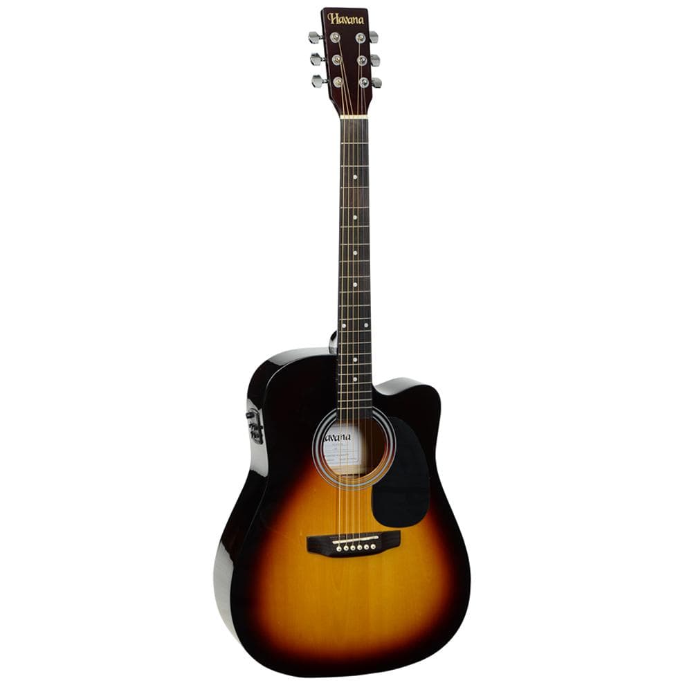 havana electro acoustic guitars heritage sunburst havana 41-inch cutaway electro acoustic guitar with 5 band eq & gt-3 tuner
